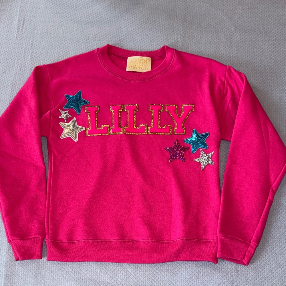 Judith March Hot Pink Crewneck Sweatshirt with Sequin Stars